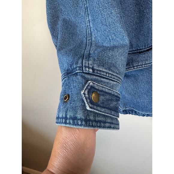 Vtg 90s Brandon Thomas Denim Duffle Toggle Coat Size L - Picture 4 of 14